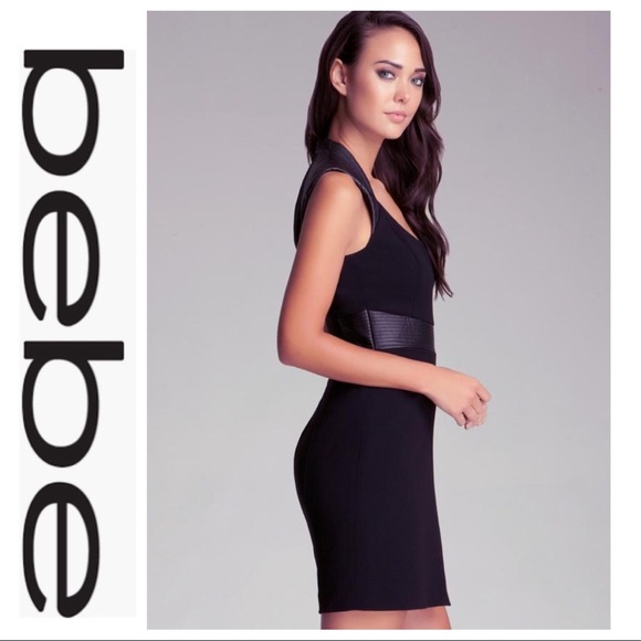 bebe Dresses & Skirts - 💕SALE💕Bebe Black Strong Leather Cocktail Dress